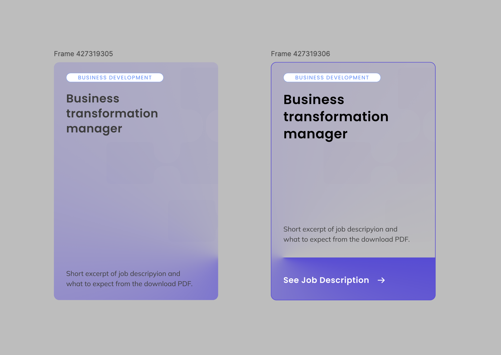 Job listing card design variants