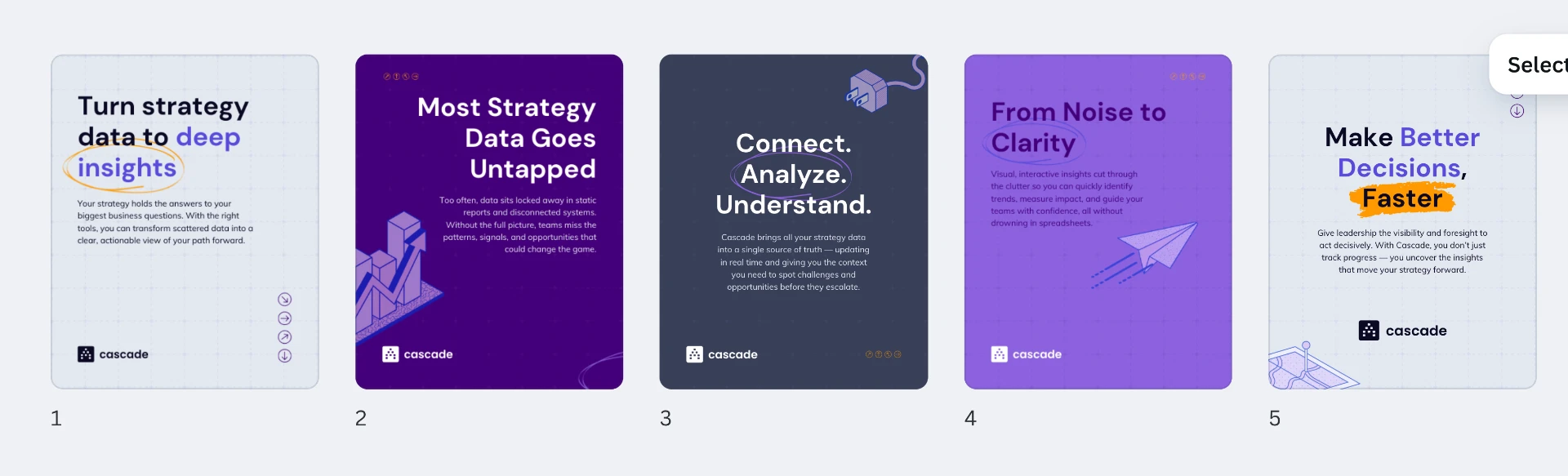 Cascade purple concept card set