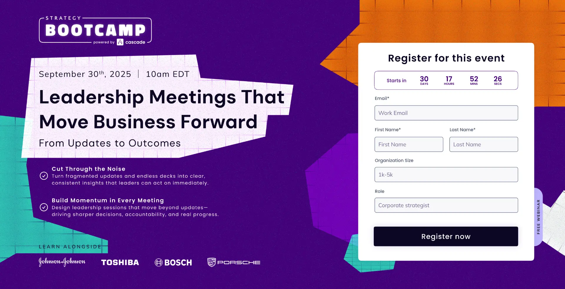 Strategy Bootcamp · Leadership Meetings landing page
