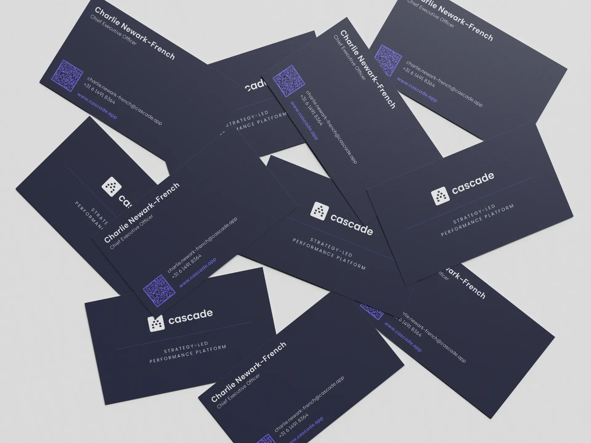 Cascade business cards · dark variant
