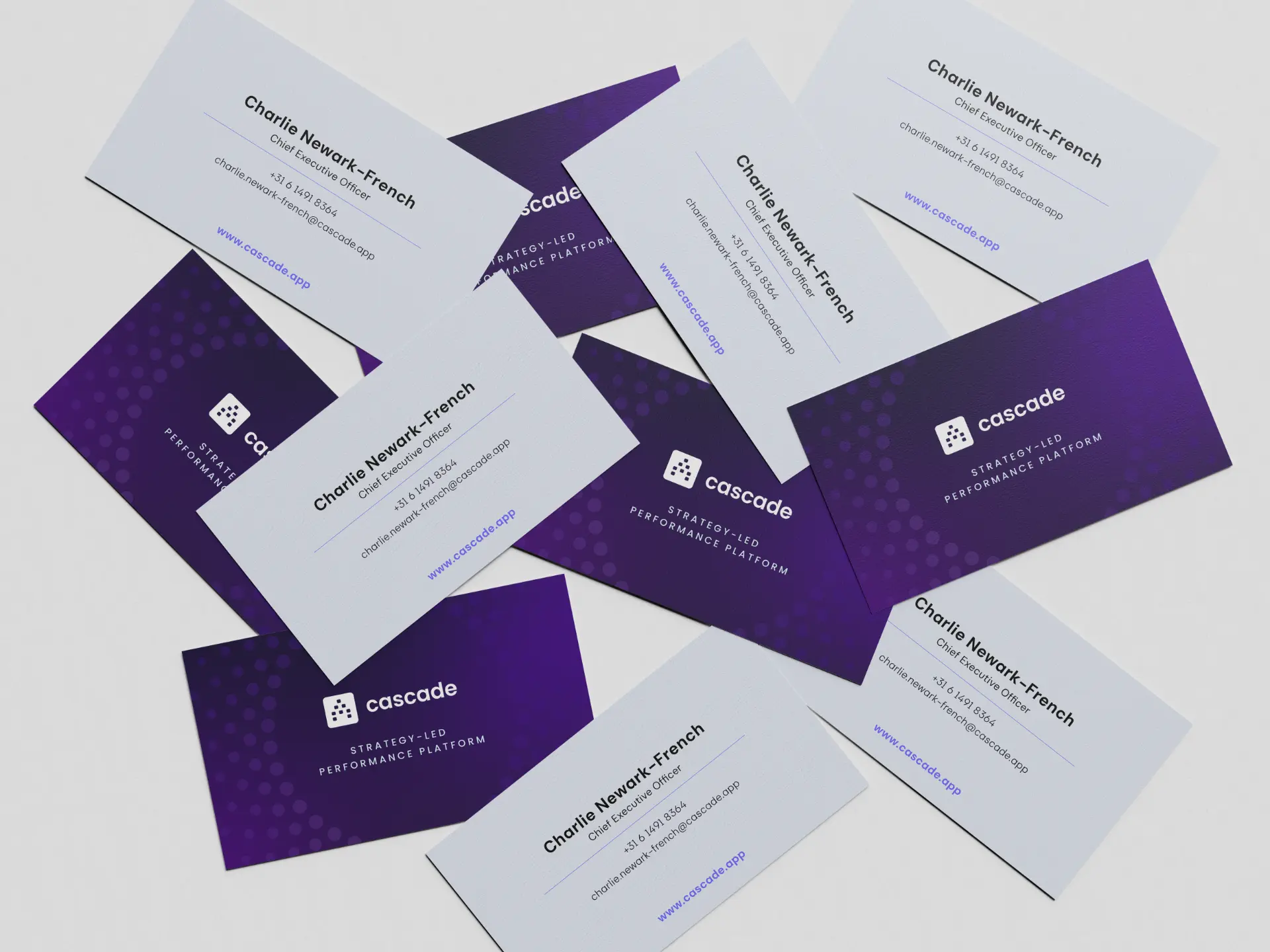 Cascade business cards · light variant